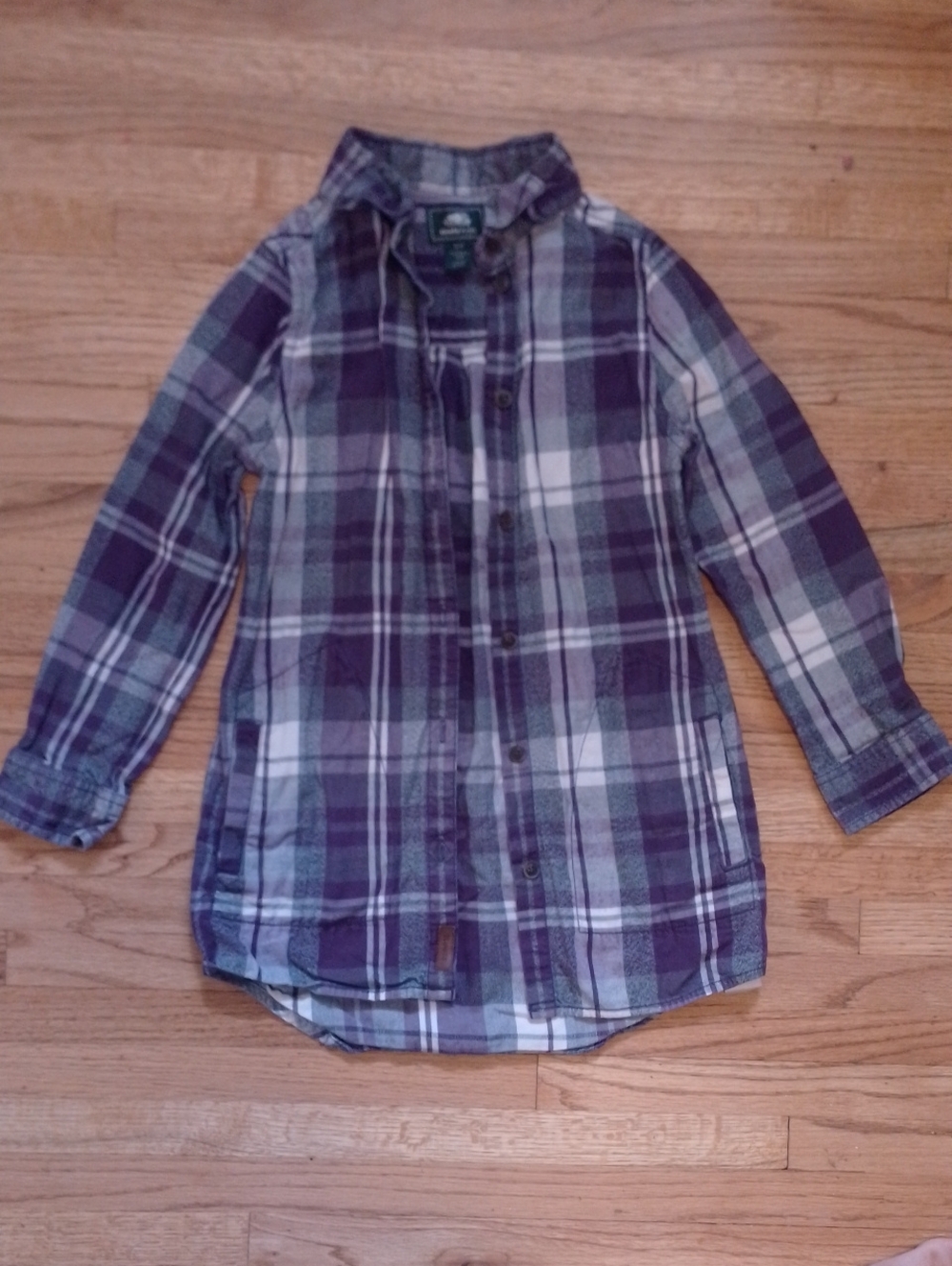 Roots Purple Plaid Button-Up Shirt Top Cotton Flannel
